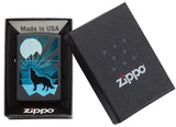 Zippo Wolf and Moon Design Black Matte Pocket Lighter