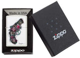 Zippo Spazuk Flower Pistol White Matte Pocket Lighter