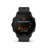 Garmin Forerunner 955 Solar GPS Triathlon Smartwatch, Battery up to 20 Days with Solar*, 24/7 HRV, SPO2, Advanced Sleep Monitoring, Acute Load, Real Time Stamina, VO2 Max, Pace & Climb Pro with Black Band