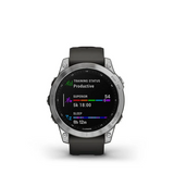 Garmin Fenix 7  Silver Graphite with GPS Outdoor Smartwatch with Touch screen, Battery up to 18 Days, 24/7 HRV, SPO2, Power Manager, ABC sensors, Climb & Pace Pro Tech, Multisport, 10ATM, Underwater Heart Rate with Graphite band