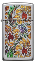 Zippo Slim Fusion Floral High Polish Chrome Pocket Lighter