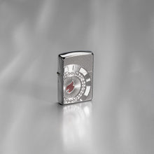 Lifestyle image of Armor?« Poker Chip Design Windproof Lighter standing on a grey surface