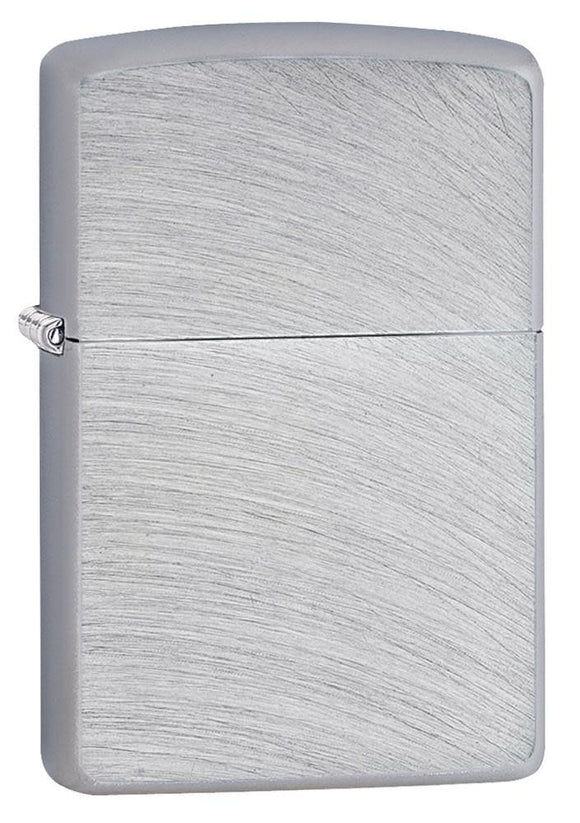 Front shot of Classic Chrome Arch Windproof Lighter standing at a 3/4 angle