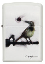 Zippo Spazuk White Matte Bird Holding a Rose Pocket Lighter