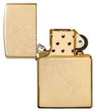 Zippo High Polish Brass Tiger Design Pocket Lighter