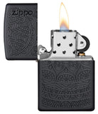 Zippo Tone on Tone Design Black Matte Pocket Lighter - Bhawar Store