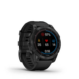 Garmin Fenix 7 Solar GPS Smartwatch with Touch screen, Battery up to 22 Days*, 24/7 HRV, SPO2, Power Manager, ABC sensors, Climb & Pace Pro Tech, Multisport, 10ATM, Underwater Heart Rate with Black band