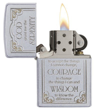 Zippo Serenity Prayer Satin Chrome Pocket Lighter