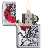 Zippo Asian Tiger Design Brushed Chrome Pocket Lighter - Bhawar Store