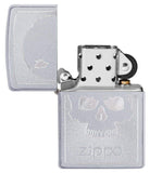 Zippo Skull with Lines Satin Chrome Pocket Lighter