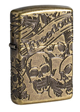 Zippo Armor Freedom Skull Antique Brass