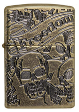 Zippo Armor Freedom Skull Antique Brass