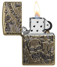 Zippo Armor Freedom Skull Antique Brass