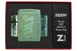 Zippo Armor High Polish Green Elegant Dragon