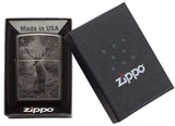 Zippo Deer Design Black Ice Pocket Lighter