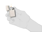 Slim Mercury Glass Zippo Logo Windproof Lighter lit in hand