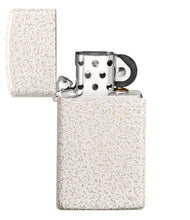 Slim Mercury Glass Windproof Lighter with its lid open and unlit