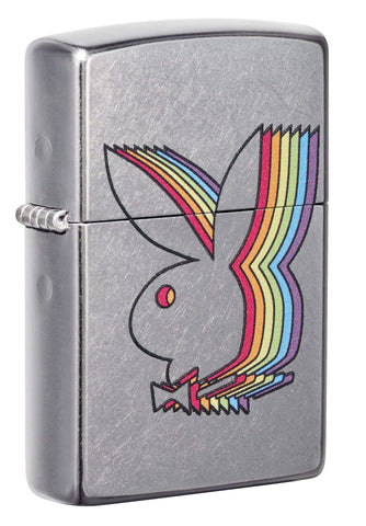 Front shot of Playboy Street Chrome?äó Windproof Lighter standing at a 3/4 angle