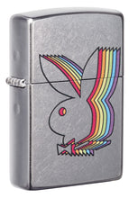 Front shot of Playboy Street Chrome?äó Windproof Lighter standing at a 3/4 angle