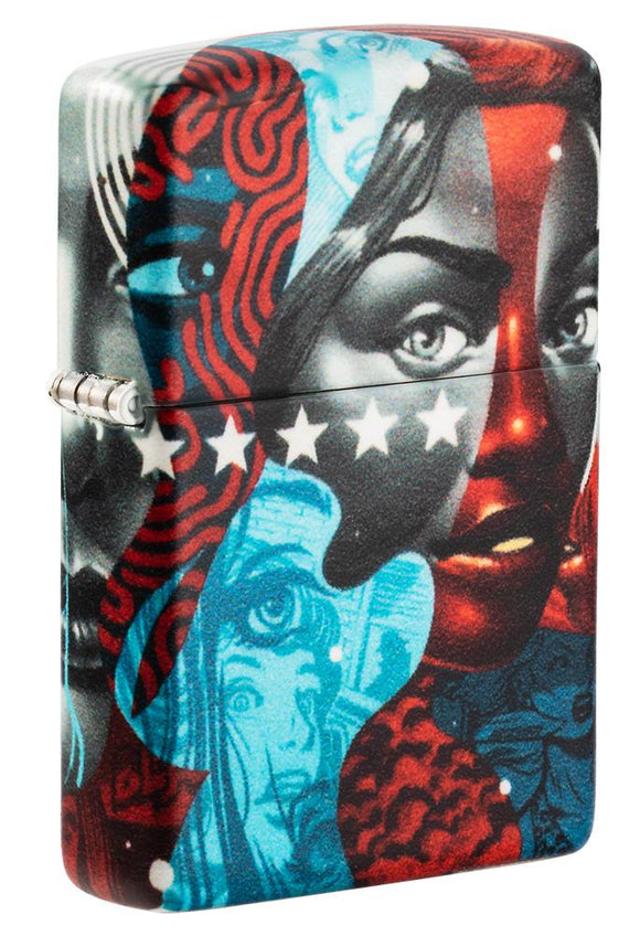 Front shot of Tristan Eaton 540 Color Windproof Lighter standing at a 3/4 angle