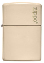 Front view of the Classic Flat Sand Zippo Logo pocket lighter 