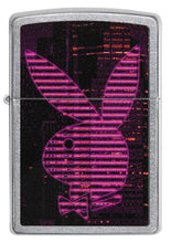 Front of Playboy Neon Pink Striped Rabbit Head Street Chrome?äó Windproof Lighter.