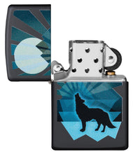 Zippo Wolf and Moon Design Black Matte Pocket Lighter