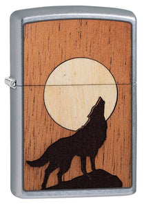 Zippo Woodchuck USA Howling Wolf Street Chrome Pocket Lighter