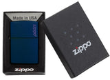 Navy Blue Matte with Zippo Logo in packaging