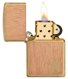 Woodchuck USA Flame Lighter with its lid open and lit
