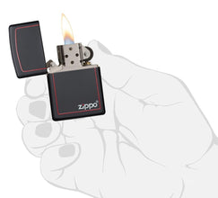 Zippo Black Matte with Red Border Pocket Lighter