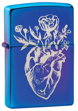 Zippo Heart Vase Design High Polish Indigo Pocket Lighter