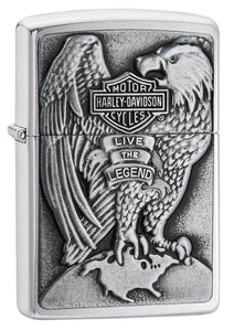 Zippo Harley-Davidson Full Faced Eagle High Polish Chrome Emblem Pocket Lighter