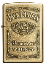 Zippo Jack Daniel's Tennessee Whiskey High Polish Brass Emblem Pocket Lighter