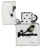 Zippo Spazuk White Matte Bird Holding a Rose Pocket Lighter