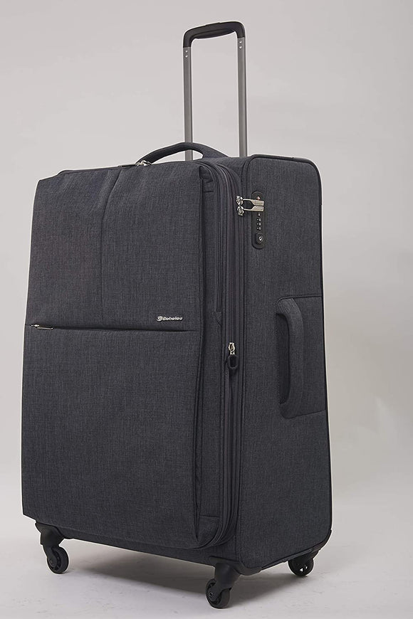 Echolac Gemini Large Dark Grey Soft Sided Check-In Suitcase Trolley 68cm (CT807)