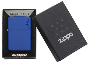 Zippo Royal Blue Matte Logo Pocket Lighter