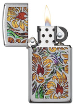 Zippo Slim Fusion Floral High Polish Chrome Pocket Lighter