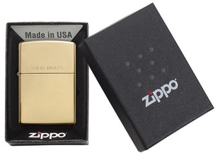 Zippo High Polish Brass with Solid Brass Engraved Pocket Lighter