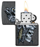 Zippo Wolf Skull Feather Design Iron Stone Pocket Lighter - Bhawar Store