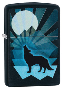 Zippo Wolf and Moon Design Black Matte Pocket Lighter
