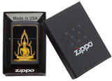 Front view of the Black Matte Buddha Lighter in one box packaging