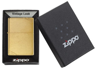 Zippo Vintage Brushed Brass with Slashes Pocket Lighter