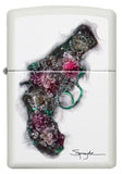Zippo Spazuk Flower Pistol White Matte Pocket Lighter