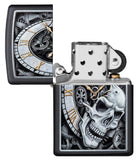 Zippo Skull Clock Design Black Matte Pocket Lighter - Bhawar Store