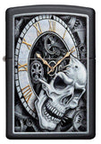 Zippo Skull Clock Design Black Matte Pocket Lighter - Bhawar Store