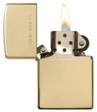 Zippo High Polish Brass with Solid Brass Engraved Pocket Lighter