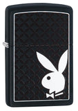 Front view of the White Playboy Bunny on Black Matte Lighter shot at a 3/4 angle