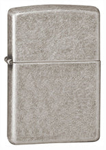 Armor® Antique Silver Plate Windproof Lighter standing at a 3/4 angle