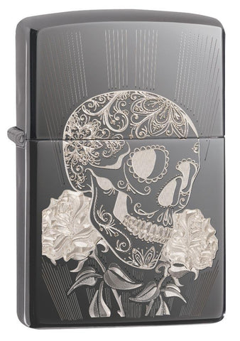 Zippo Fancy Skull Black Ice Pocket Lighter